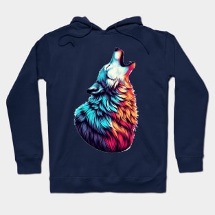 Howling Multicolor Wolf Hoodie